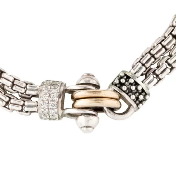 MICHAEL DAWKINS DIAMOND 14K YELLOW GOLD & STERLING SILVER LINK BRACELET